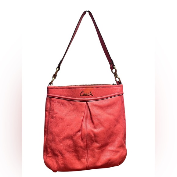 Coach Ashley Leather Convertible Hobo Bag - Coral Orange - Picture 5 of 15